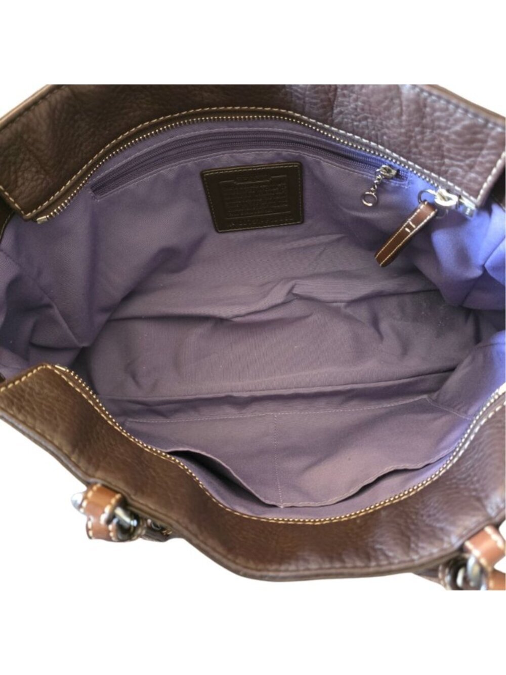 Vintage Coach Chelsea Brown Pebbled Leather Tote East West Shoulder F10892 COA - Picture 6 of 16